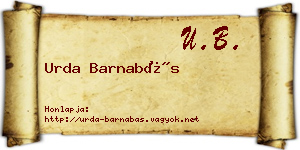 Urda Barnabás névjegykártya